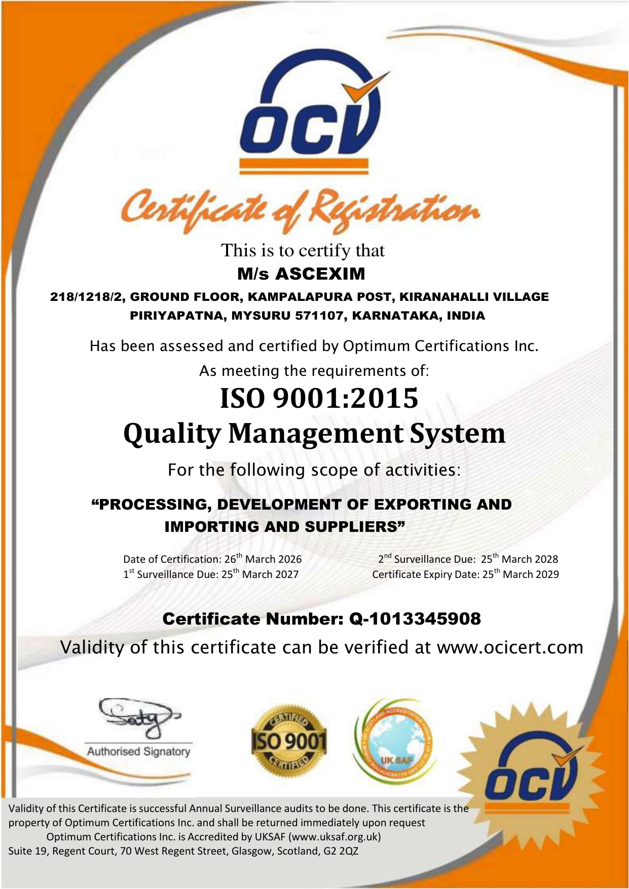 ISO 9001 Certificate Preview